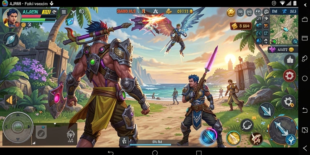 Screenshot utama AJR88 yang menunjukkan strategi pertempuran yang intens.