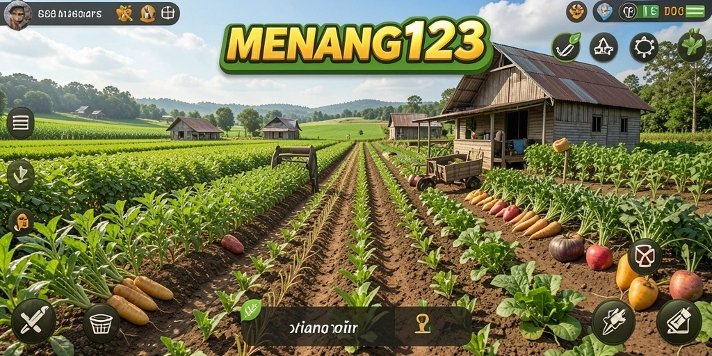 Screenshot MENANG123 yang menampilkan gameplay bertani yang menarik.