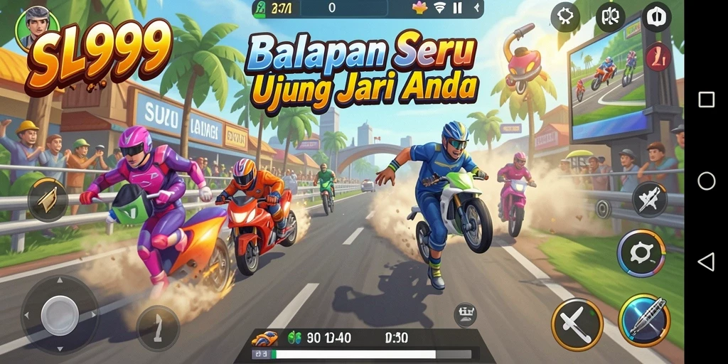 Gameplay mendebarkan dalam balapan kompetitif yang seru.