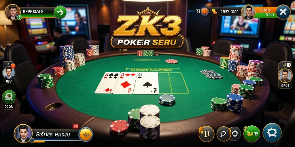 Screenshot ZK3 menampilkan gameplay seru dan kompetisi poker yang intens.